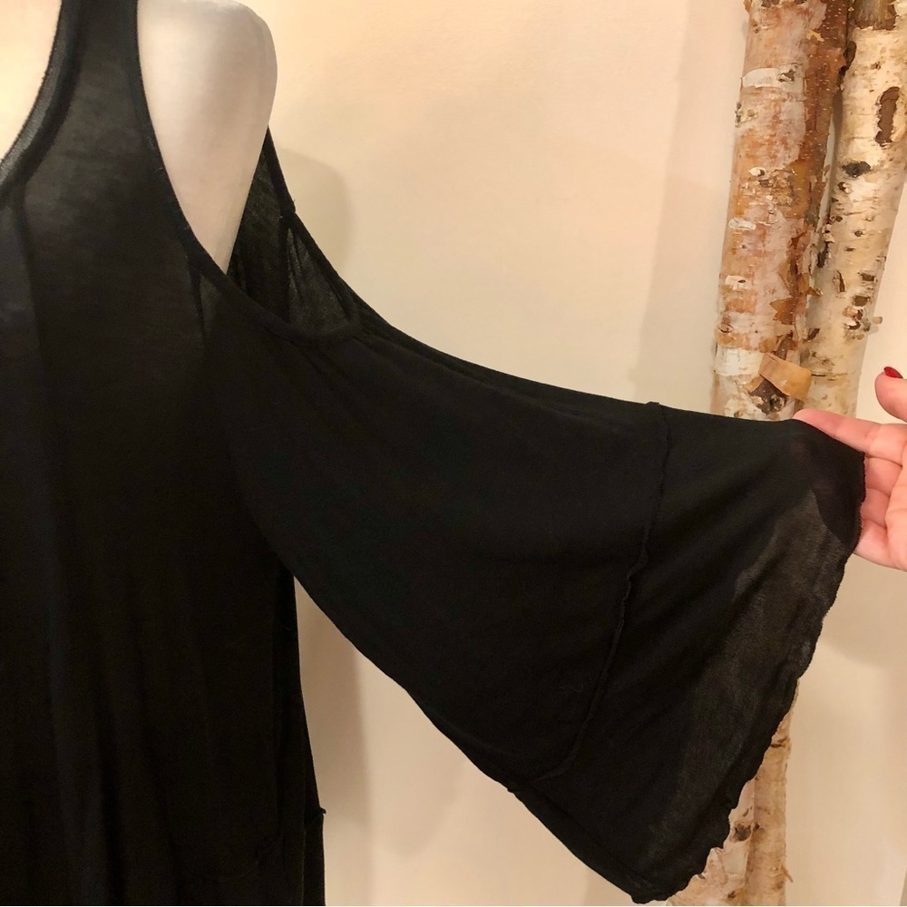 Free People Chloe Cold Shoulder Black Top - Picture 7 of 14
